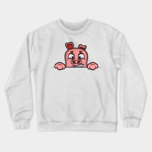 Pig Cartoon With Happy Face Expression Crewneck Sweatshirt